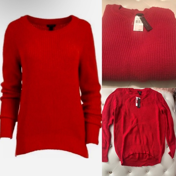 NEW Only Mine Cherry Red Knit Hi-Lo Sweater Size XL - Picture 5 of 15